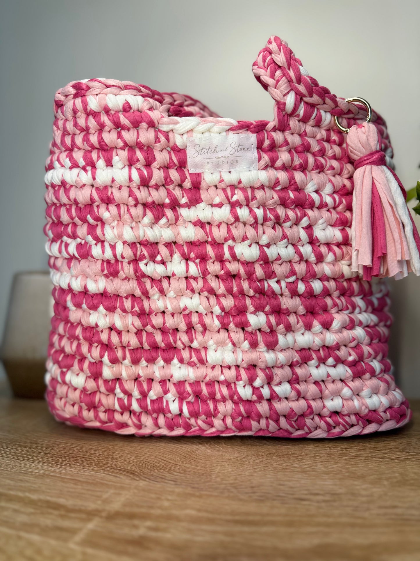 The Studio Tote- in Pink Marble